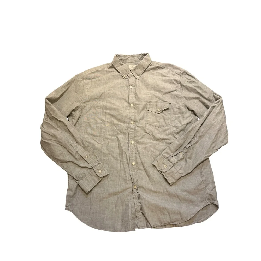 J Crew Mens XL‎ Chambray Button Down Shirt Long Sleeve 2 Ply Cotton Casual